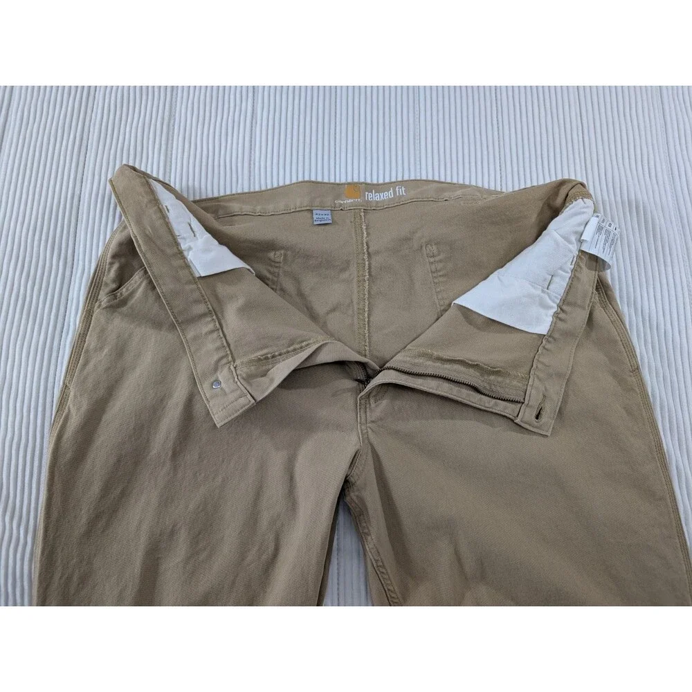 Carhartt Rigby Canvas Dungaree Pants Mens 42x32 Tan Relaxed Workwear